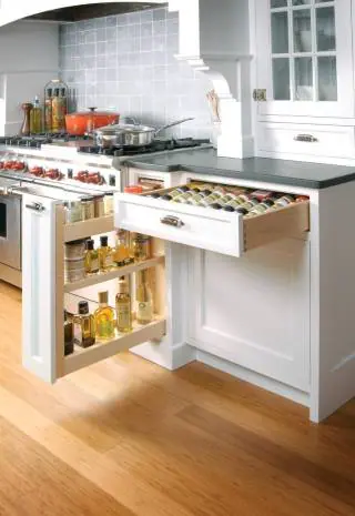 Built-in Spice Racks and Condiment Drawers